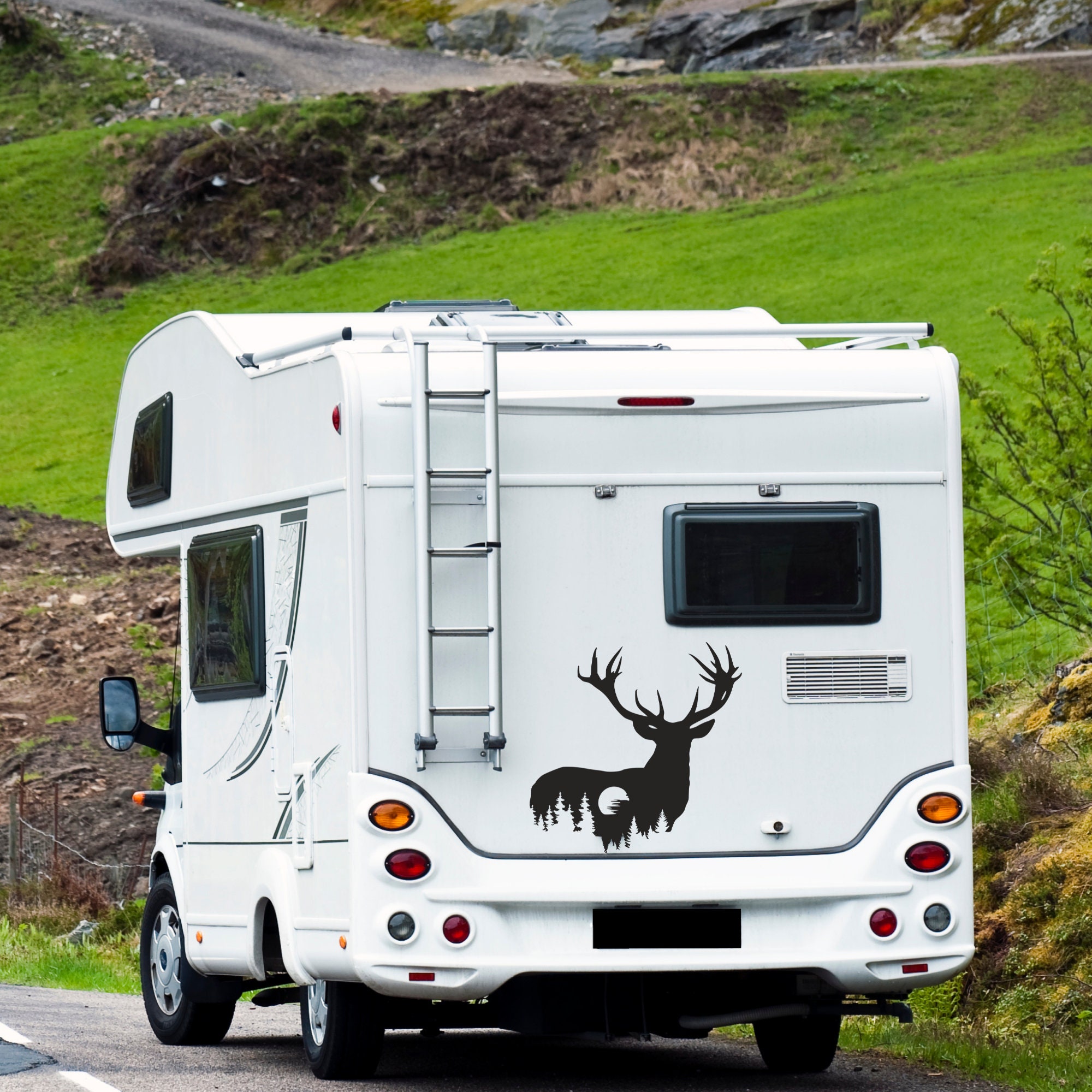 Rustic Deer Forest Camper Decal for RV Window Hunting Cabin Vinyl ...