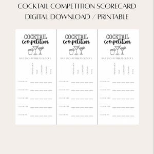 Poängkort för cocktailtävling, partyspel (digital nedladdning)