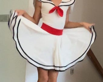 Sailor Girl Kostüm für Mädchen – Leotard und Skater Rock mit Tüll Set – Perfekt für Tanz, Ankleiden & Geburtstagsfeier