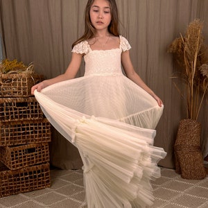 FLORA Boho Maxi Dress for Flower Girls, Junior Bridesmaids, Communion in custom size and color