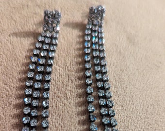 Vintage Rhinestone Fringe Earrings