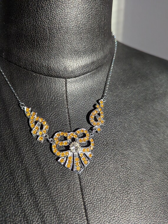 50s  Rhinestone Bow Necklace - image 4