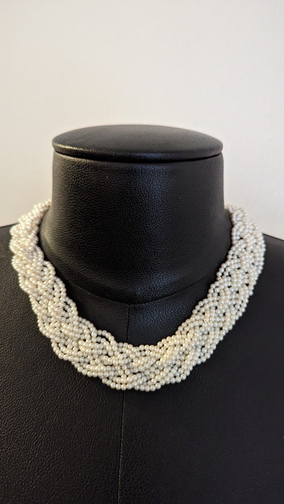 Vintage Braided Pearl Beaded Choker Necklace