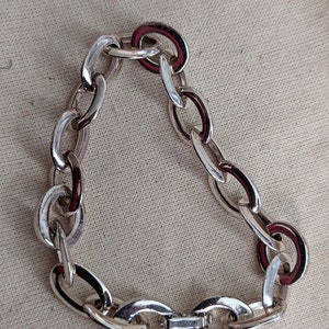 80s Silver Link Bracelet with Rhinestones