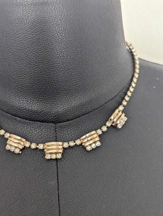 50s Art Deco Rhinestone Choker Necklace - image 3