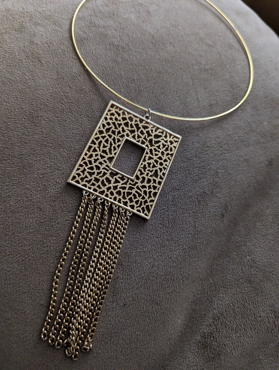 60s Gold Pendant with Tassels - image 9