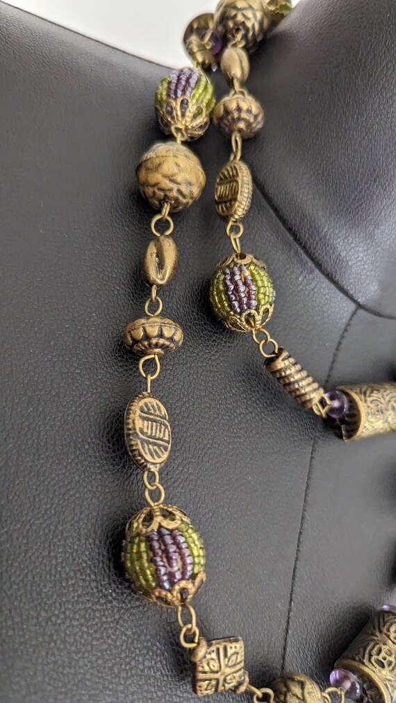 Vintage Beaded Linked Long Necklace - image 3