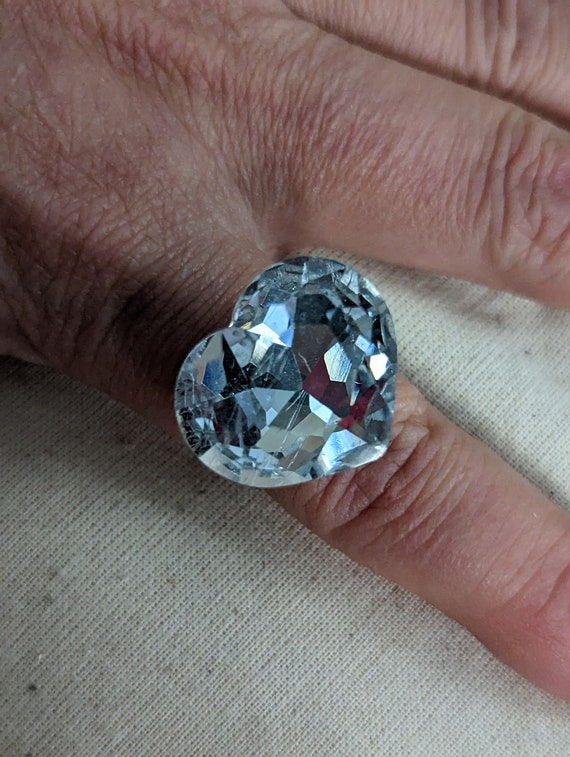 Vintage Heart Rhinestone Adjustable Ring Y2K Diva… - image 10