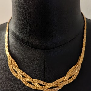 Vintage Gold Braided Choker Necklace 1980s