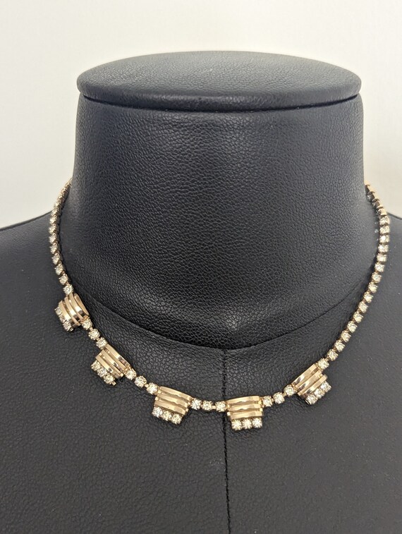 50s Art Deco Rhinestone Choker Necklace - image 7