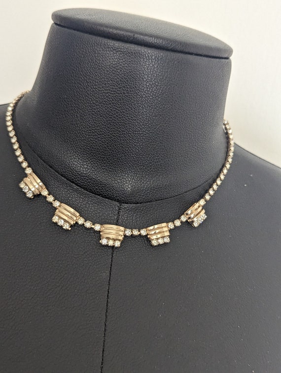 50s Art Deco Rhinestone Choker Necklace - image 5