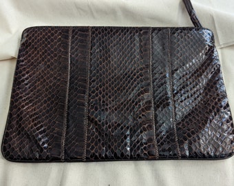 Vintage Brown Snakeskin Clutch purse