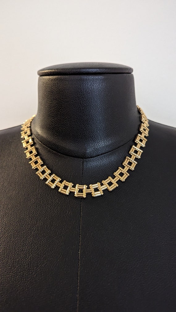 Vintage Gold Box Link Choker Necklace