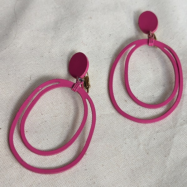 60s Pink Hoop Earrings