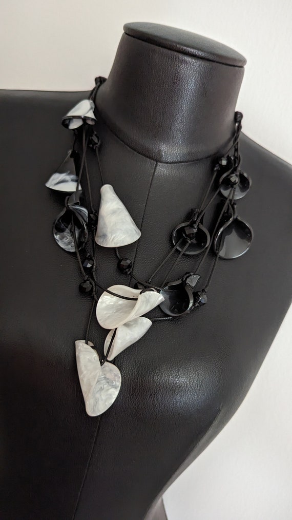 Italian Black and White Artisan Made Necklace