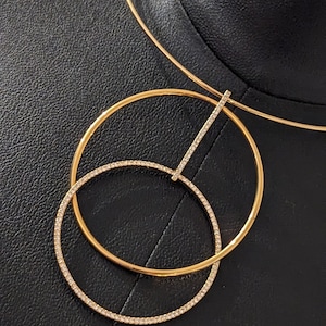 Vintage Mod Necklace Gold and Rhinestones image 1