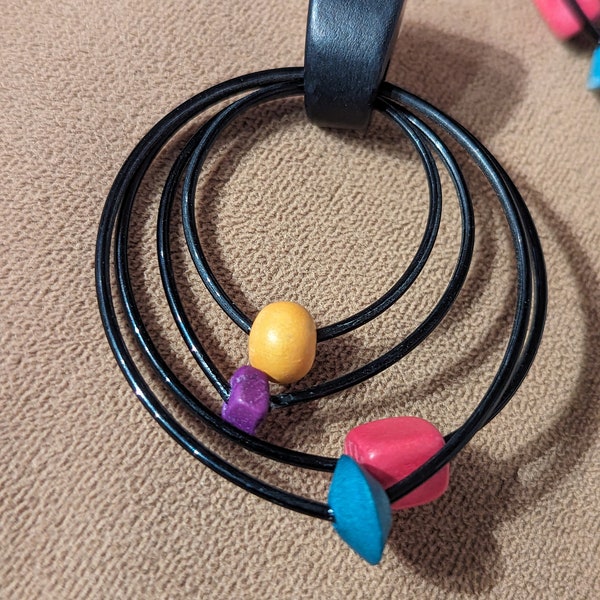 80s Black Doorknocker Earrings with Color Specs
