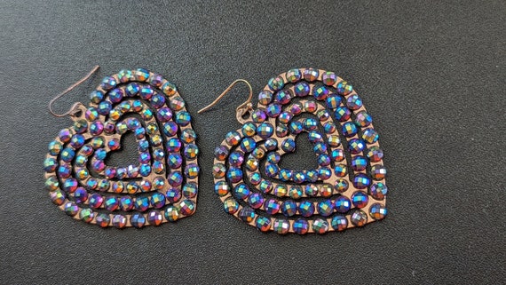 Vintage Colorful Heart Earrings - image 1