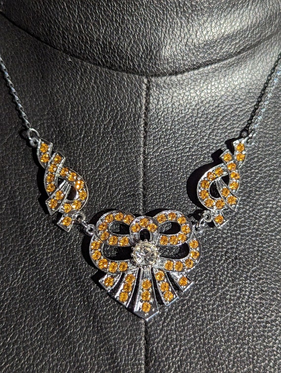 50s  Rhinestone Bow Necklace - image 5