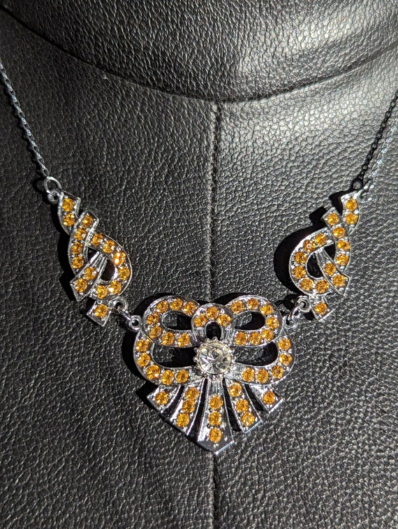 50s  Rhinestone Bow Necklace - image 3