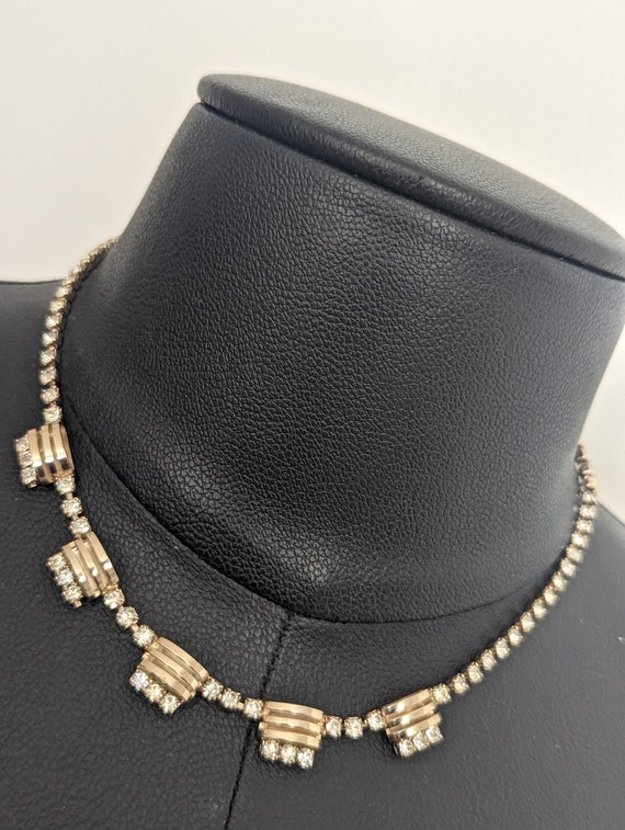 50s Art Deco Rhinestone Choker Necklace - image 9