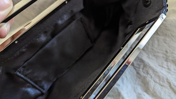 Y2K Black Sequin Clutch Purse with Silver Handle - image 3
