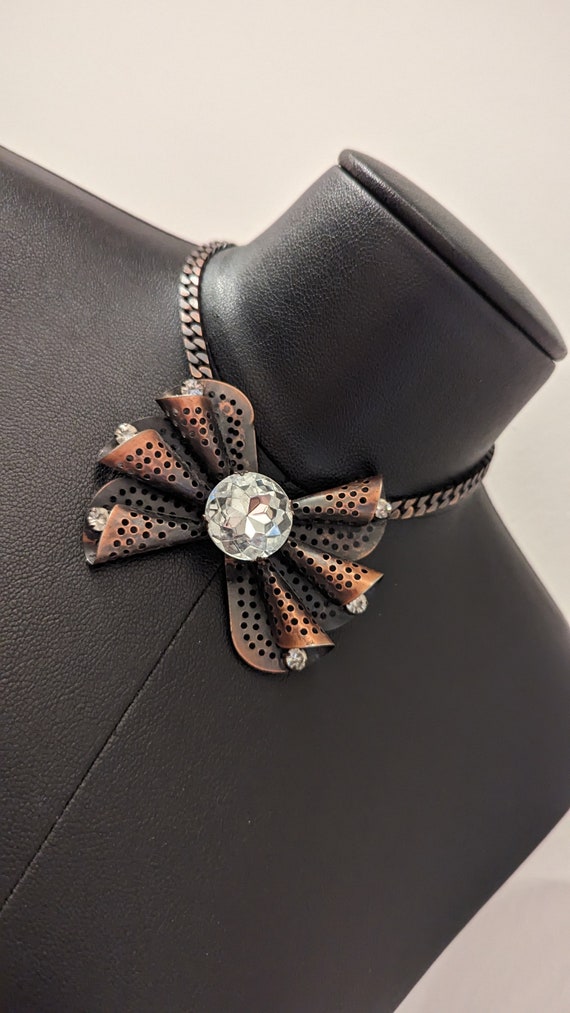 80s Bow with rhinestone choker necklace - image 2