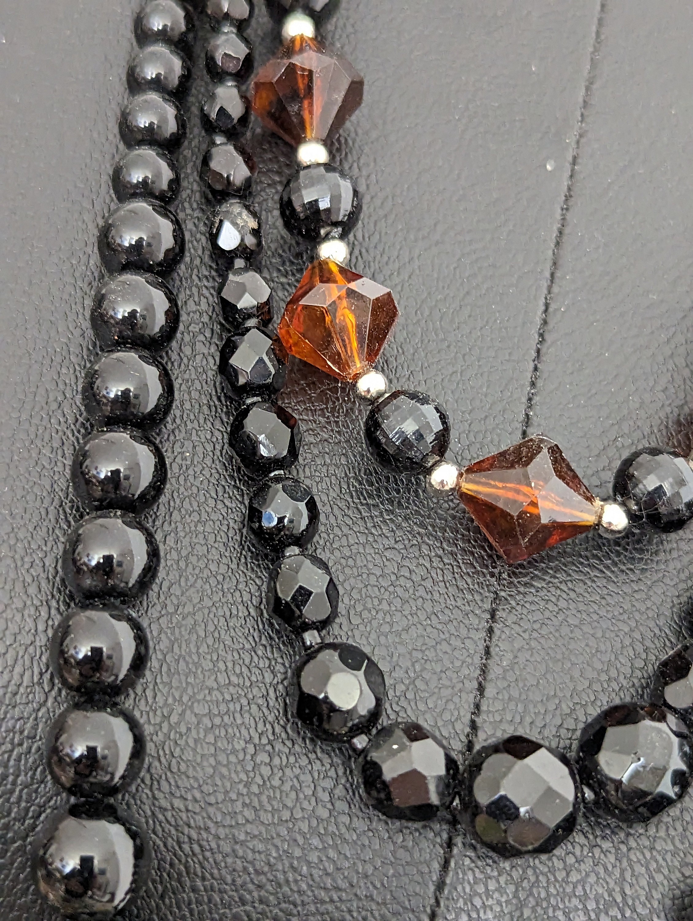 Vintage Trio of Necklaces Black Beaded Necklaces With Accent Vintage Trio of Necklaces Black Beaded Necklaces With Accent