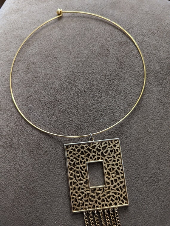 60s Gold Pendant with Tassels - image 8