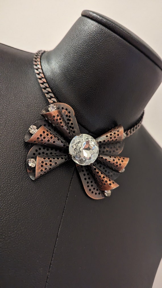 80s Bow with rhinestone choker necklace - image 7