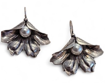 Vintage Silver Flower Earrings made in Italy
