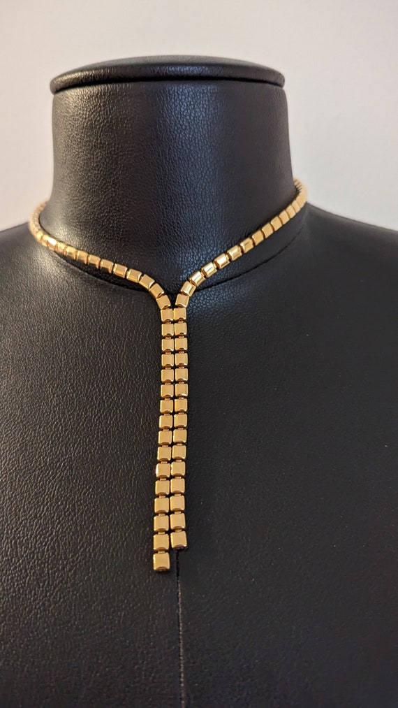 vintage gold disco lariat choker necklace