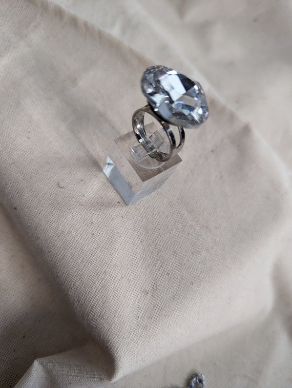 Vintage Heart Rhinestone Adjustable Ring Y2K Diva… - image 6