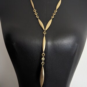 Vintage Bolo Gold Necklace with Stones 1990s