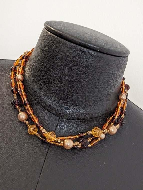Vintage Beaded Extra Long Necklace Fall colors