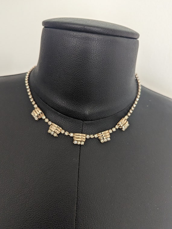 50s Art Deco Rhinestone Choker Necklace - image 1