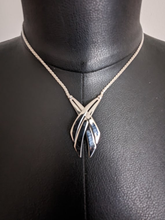 70s Silver Western Feel Monet Pendant Necklace