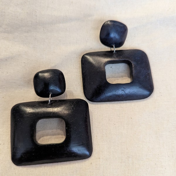 Vintage Black Geometric Dangling Earrings