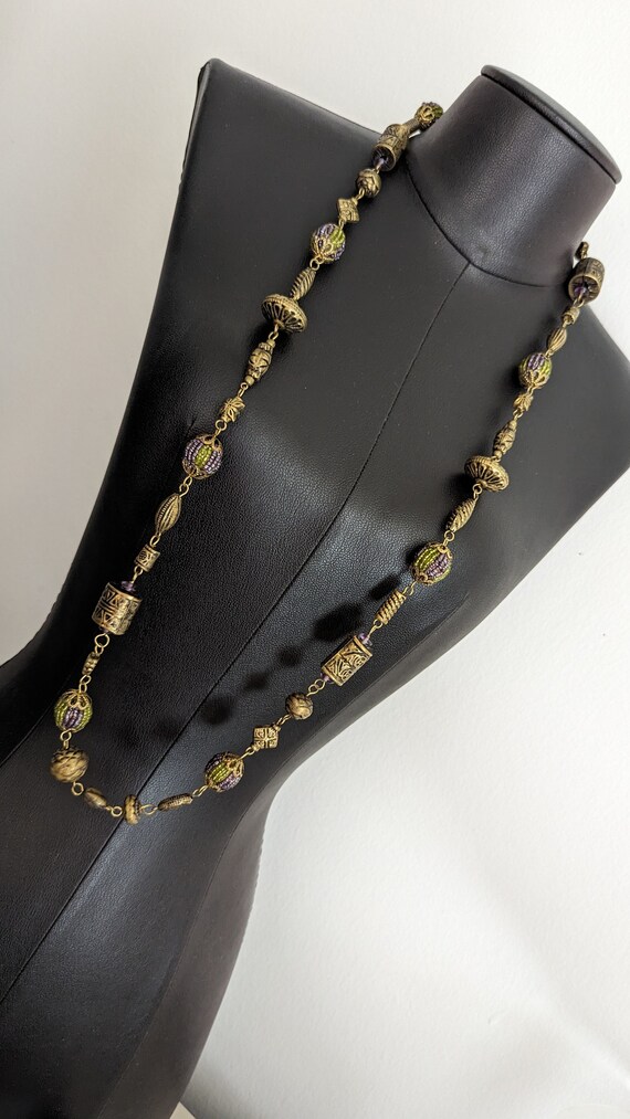 Vintage Beaded Linked Long Necklace - image 4