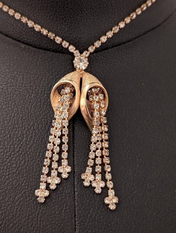 60s Rhinestone and Gold Choker Necklace - image 3