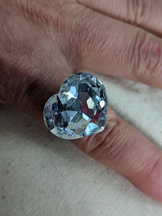 Vintage Heart Rhinestone Adjustable Ring Y2K Diva… - image 1