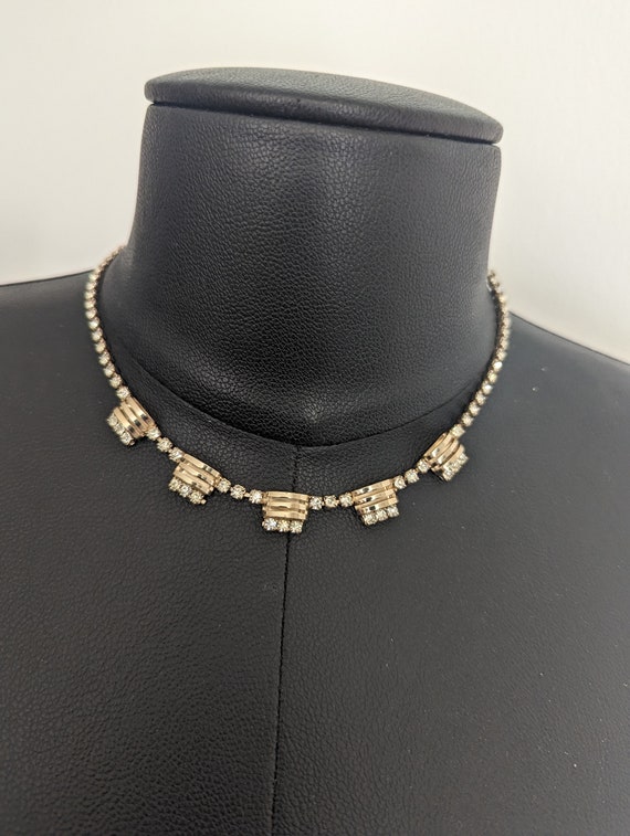 50s Art Deco Rhinestone Choker Necklace - image 2