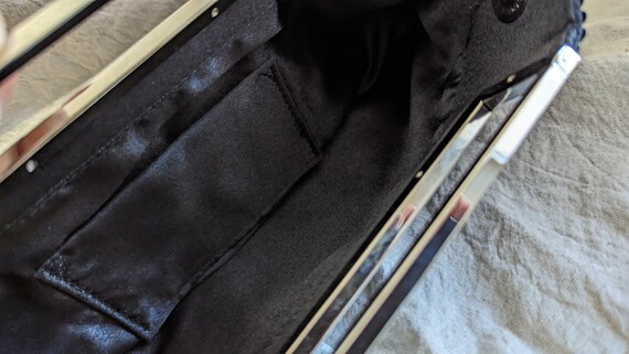 Y2K Black Sequin Clutch Purse with Silver Handle - image 8