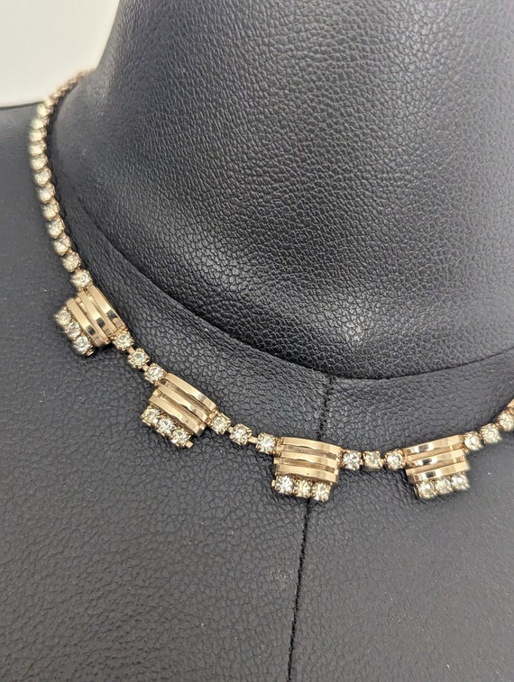 50s Art Deco Rhinestone Choker Necklace - image 6