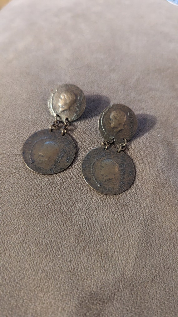 Vintage Coin Dangle Earrings Italian