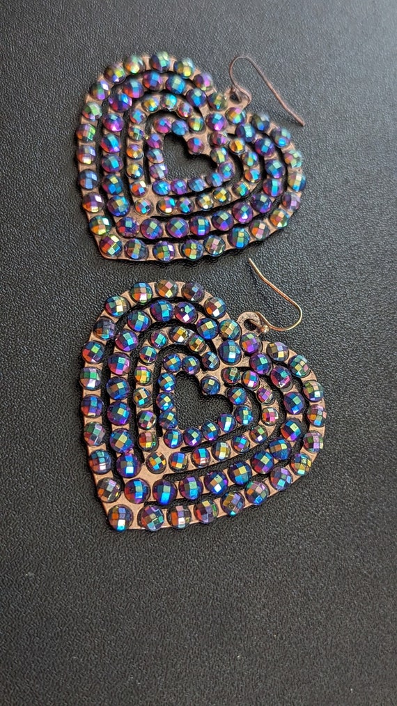 Vintage Colorful Heart Earrings - image 10