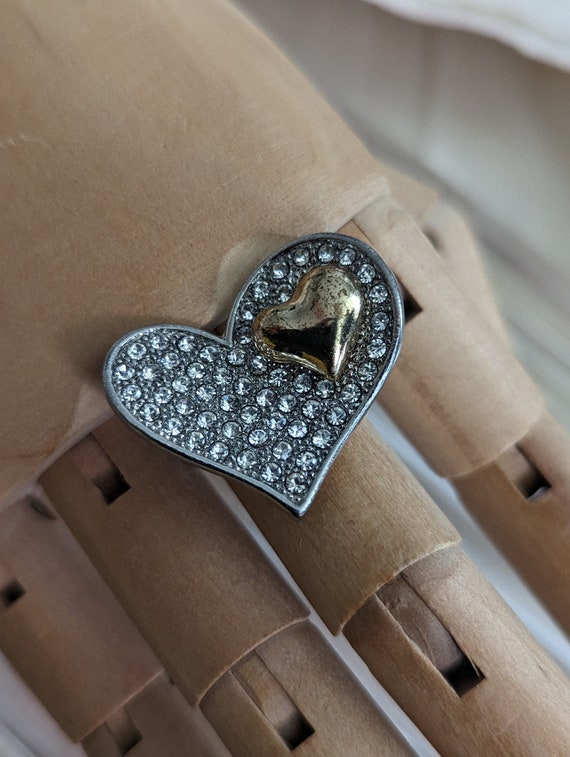 Vintage Rhinestone Heart Adjustable Ring Stocking… - image 6