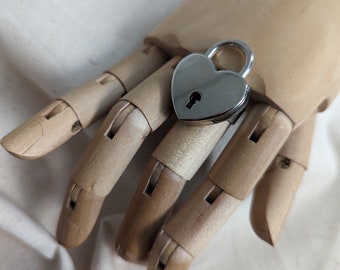 Recycled Silver Heart Lock Adjustable Ring