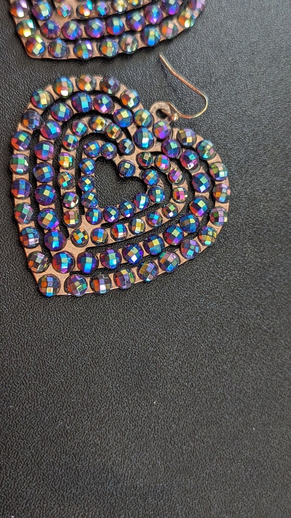 Vintage Colorful Heart Earrings - image 2