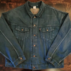 Vintage 90&#39;s Teal Denim Levi&#39;s Trucker Jacket Made in Canada
